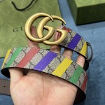 Gucci Striped belt with Double G ‎709985