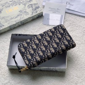 Dior Oblique Wallet Blue Dior Oblique Jacquard