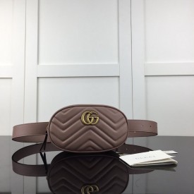 Gucci GG Marmont matelassé leather belt bag dusty pink