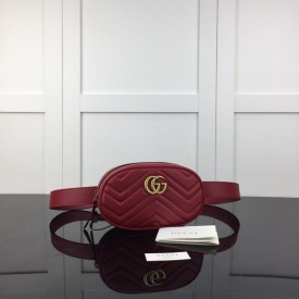 Gucci GG Marmont matelassé leather belt bag red