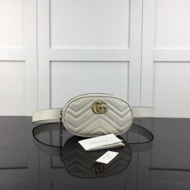 Gucci GG Marmont matelassé leather belt bag white