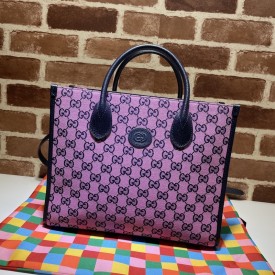 Gucci GG Multicolour small tote bag pink 659983