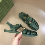 Gucci Rubber buckle strap sandal Green