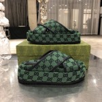 Gucci GG Multicolour platform sandal Green