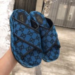 Gucci GG Multicolour platform sandal Blue