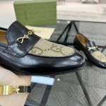 Gucci Jordaan Leather Loafer Black with GG jumbo