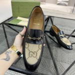 Gucci Jordaan Leather Loafer Black with GG jumbo