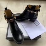 Gucci Leather ankle boot with belt black