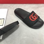 Gucci Matelasse Rubber Slide Sandals Black /Red