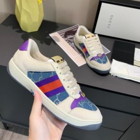 Gucci Screener leather sneaker Denim /  Purple