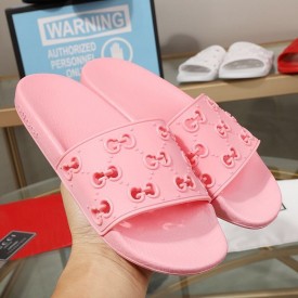 Gucci Rubber GG Slide Sandal Pink