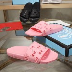 Gucci Rubber GG Slide Sandal Pink