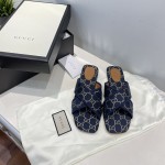 Gucci Women Cross with Square Tow Sandal Navy