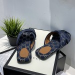 Gucci Women Cross with Square Tow Sandal Navy