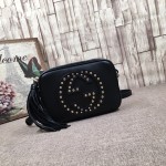 Gucci Soho Small Leather Disco Bag Black with Studs 308364