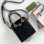 Gucci GG Marmont matelassé mini bag black ‎696123