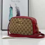 Gucci GG Marmont small shoulder bag with Original GG canvas Red