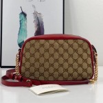 Gucci GG Marmont small shoulder bag with Original GG canvas Red