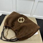 Gucci Blondie Large Tote Bag Brown Suede ‎747372