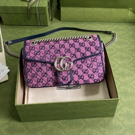 Gucci GG Marmont Multicolour small shoulder bag pink