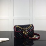 Gucci GG Marmont small matelassé shoulder bag Black / Red 