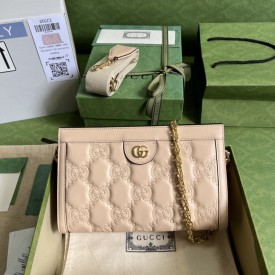 Gucci GG matelassé leather shoulder bag beige ‎702200