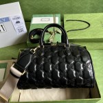 Gucci GG matelassé leather top handle bag black ‎702242