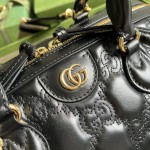 Gucci GG matelassé leather top handle bag black ‎702242