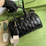 Gucci GG matelassé leather top handle bag black ‎702242