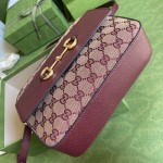 Gucci Horsebit 1955 small bag ‎burgundy GG canvas 