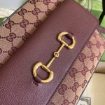 Gucci Horsebit 1955 small bag ‎burgundy GG canvas 