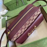 Gucci Horsebit 1955 small bag ‎burgundy GG canvas 