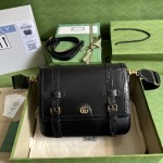 Gucci Medium crocodile trim messenger bag black ‎702136