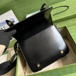 Gucci Medium crocodile trim messenger bag black ‎702136