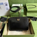 Gucci Crocodile shoulder bag with Double G Black 710861