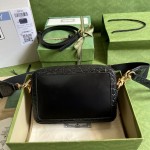 Gucci Crocodile shoulder bag with Double G Black 710861