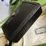 Gucci Crocodile shoulder bag with Double G Black 710861