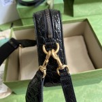 Gucci Crocodile shoulder bag with Double G Black 710861