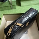 Gucci Crocodile shoulder bag with Double G Black 710861