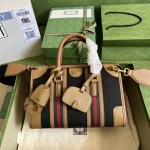 Gucci Small top handle bag with Double G ‎715772 Brown w/ Canvas