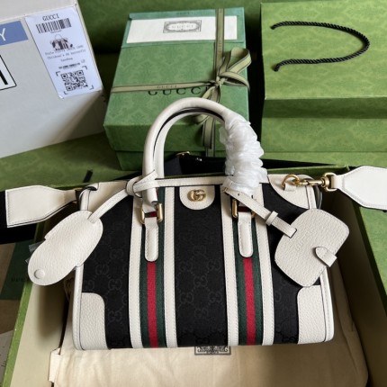 Gucci Small top handle bag with Double G ‎715772 White w/ Canvas