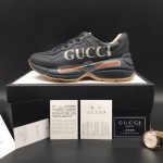 Gucci Rhyton Gucci Logo Leather Sneaker Black