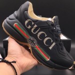 Gucci Rhyton Gucci Logo Leather Sneaker Black