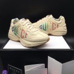 Gucci Rhyton Leather Sneaker with Rainbow Logo Print