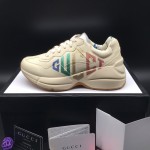 Gucci Rhyton Leather Sneaker with Rainbow Logo Print