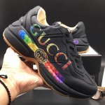 Gucci Rhyton Leather Sneaker with Gucci Logo