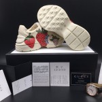 Gucci Rhyton Leather Sneaker with Strawberry Print