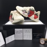 Gucci Rhyton Leather Sneaker with Strawberry Print