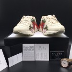 Gucci Rhyton Leather Sneaker with Strawberry Print