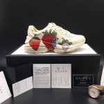 Gucci Rhyton Leather Sneaker with Strawberry Print